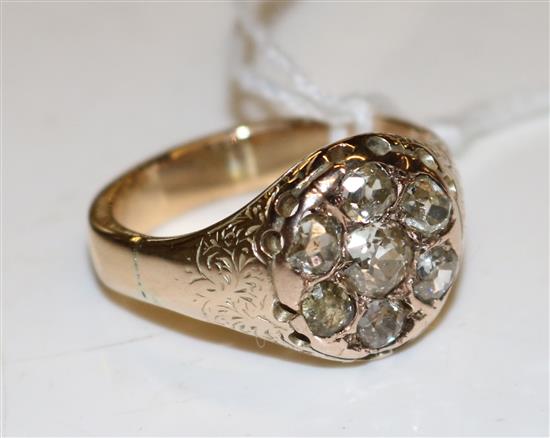 9 carat gold ring, cut with Georgian old cut diamonds